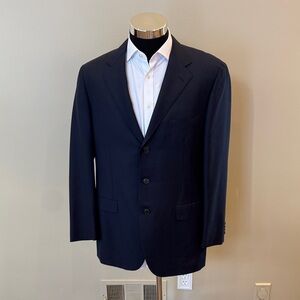 Belvest mens 44R navy blue solid 3-button wool suit jacket EUC